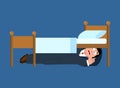 Businessman fears hiding under bed. Fear illustration.