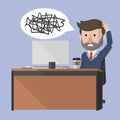 Businessman Feel Crazy And Error Color Illustration