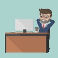 Businessman Feel Enjoy In Work Color Illustration