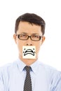 Businessman feel helpless and cry expression on sticker