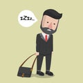 Businessman Feel Sleepy Color Illustration Royalty Free Stock Photo