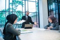 businessman feel upset and mad over his employee during meeting Royalty Free Stock Photo