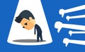 A businessman is feeling down due to thumb down. vector illustration