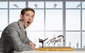 Businessman fighting on the chessboard