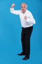 Businessman in a fighting stance. Royalty Free Stock Photo