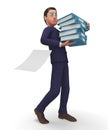 Businessman With Files Shows Executive Commerce And Assistance