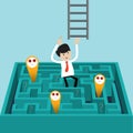 Businessman finds another way to exit over labyrinth Royalty Free Stock Photo