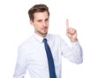 Businessman with finger point up