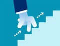 Businessman fingers up stair. Concept business vector, Successful, Growth, Achievement