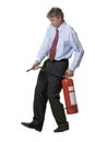 Businessman and fire extinguisher