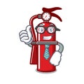 Businessman fire extinguisher character cartoon