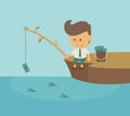 Businessman fishing dollar