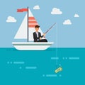 Businessman fishing money Royalty Free Stock Photo