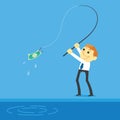 Businessman fishing money