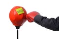 Businessman fist punch punching bag , business concept Royalty Free Stock Photo