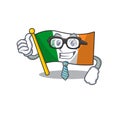 Businessman flag ireland hoisted above cartoon pole