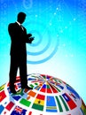 Businessman with Flags Globe