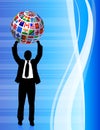 Businessman with Flags Globe Royalty Free Stock Photo