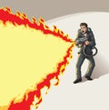 Businessman with flame thrower Royalty Free Stock Photo