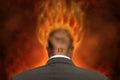 Businessman in flames