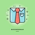 Businessman, flat design thin line banner