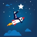 Businessman Flying High Riding a Rocket Royalty Free Stock Photo