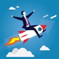 Businessman Flying High Riding a Rocket Royalty Free Stock Photo