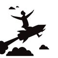 Businessman Flying High Riding a Rocket Royalty Free Stock Photo