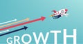 Businessman flying with jet pack symbol. Career growth and development concept vector illustration