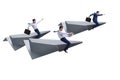 The businessman flying on paper plane in business concept