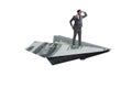 The businessman flying on paper plane in business concept Royalty Free Stock Photo