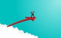 Businessman flying on red arrow up to success Royalty Free Stock Photo