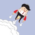 Businessman flying with rocket, Successful, Career growth concept