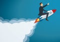 Businessman Flying with a Rocket to Successful vector