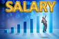 The businessman flying in salary concept Royalty Free Stock Photo