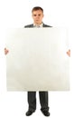 Businessman with foam plastic board for text