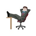 Businessman folded legs on the table relax