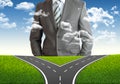 Businessman and fork in the road Royalty Free Stock Photo