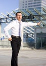 Businessman in a front of a building site Royalty Free Stock Photo