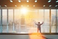 The businessman in front of office window thinking of new challenges Royalty Free Stock Photo