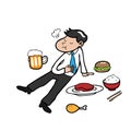 Businessman full of food Royalty Free Stock Photo