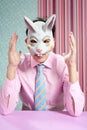 Businessman with funny rabbit mask Royalty Free Stock Photo