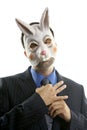 Businessman with funny rabbit mask Royalty Free Stock Photo