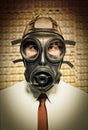 Businessman with gas mask Royalty Free Stock Photo