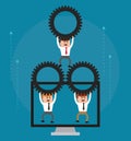 Businessman gear cartoon icon. Vector graphic
