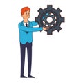 Businessman with gear symbol