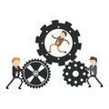 Businessman with gears Royalty Free Stock Photo