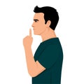 Businessman gesture Shh silence, vector illustration, Quite Gesture