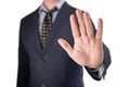Businessman gesture stop. man Showing Stop. Businessman Gesturing NO Sign. Businessman in suit making stop gesture, holding his