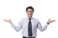 Businessman gesturing and smiling